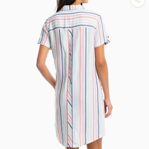 SOUTHERN TIDE KAMRYN STRIPED SHIRT DRESS CLASSIC WHITE - Picture 3 of 9